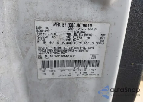 2013 Ford F-150 Xl from USA, damaged, VIN 1FTMF1CM3DKE18681